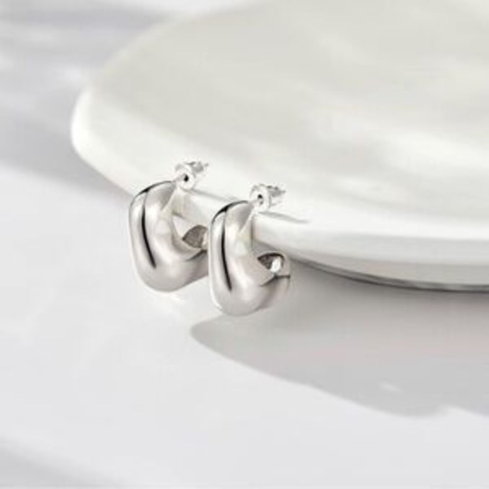 White 14K Gold Plated Chunky Square Hoop Earrings